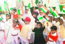 Independence Day celebrations at Kiddies Paradise School in Ludhiana. 