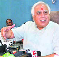 Union minister for human resource development Kapil Sibal at Panchkula on Tuesday. 