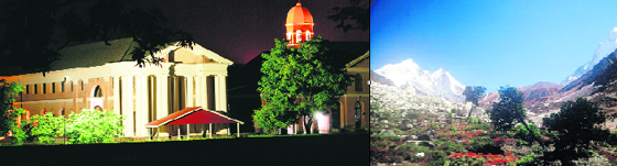 The Forest Research Institute captured by Bhumesh Bharati (left); and Bhojwasa en route to Gaumukh glacier clicked by Tribhuwan.