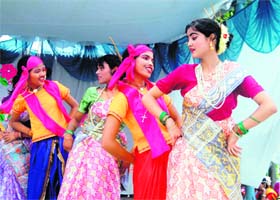 Students participate in a cultural programme at the Kendriya Vidyalaya, IMA, in Dehradun