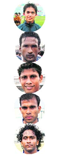 Indian Stars From Top: Sunil Chettri, Climax Lawrence, Steven Dias, Sameer Naik and Clifford Miranda