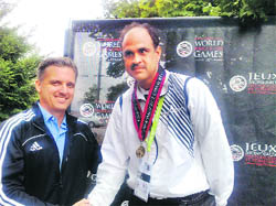 DSP Ashish Kapoor being honoured during the World Police and Fire Games-2009 at Vancouver, British Columbia, Canada, from July 31 to August 9.