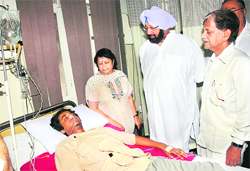 Capt Amarinder Singh visits a relative of former Prime Minister Lal Bahadur Shastri at a hospital in Patiala on Wednesday.
