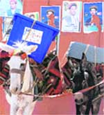 Donkeys carry election material to a polling site in Panjshir valley of Afghanistan