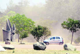 A car drifts in Leisure Valley, Sector 10 in Chandigarh.