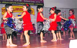 Students perform at a prize distribution function in BCM School, Ludhiana.
