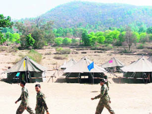 The CRPF base camp at Jhumra foothills 