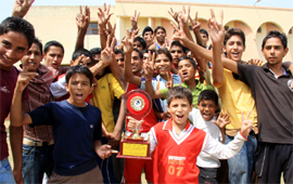 Jubilant Bathinda players after winning the overall trophy at the 4th Invitational Punjab State Wushu (Open) Championship in Bathinda on Sunday.