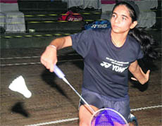 A player in action during the Yonex Chandigarh State Badminton Championship at Sector 23 on Sunday. 