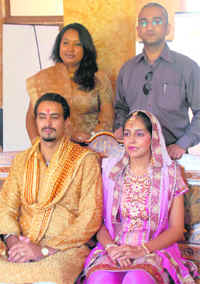 Gunjan Sinha (left, standing) with her team. 