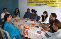 Participants discuss the modalities at the skill development programme in Bathinda 
