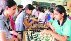A chess championship in progress at BVM School in Ludhiana