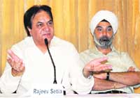 Rajeev Setia, president, Punjab Rice Millers and Exporters Association, addresses the media in Amritsar