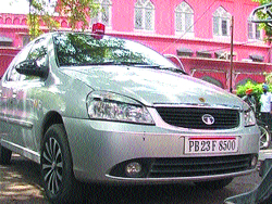 Private vehicle belonging to S S Sidhu, suspended assistant labour commissioner, Batala. 
