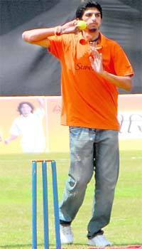 Ishant Sharma plays a friendly match played between the dealers of company at Sohi Resorts in Zirakpur
