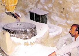 A traditional watermill called gharat in Saili village of Kathua district;