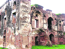 Aam Khas Bagh, which was built by Mughal Emperor Humayun in Sirhind, in a dilapidating condition.