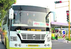 To misguide passengers, the route board in front of bus shows the journey between Chandigarh and Fazilka, but the bus operates between Mohali and Fazilka