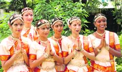 Girl participants in various competitions held to promote Sanskrit language in Dehradun