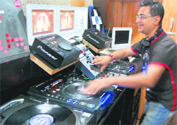 DJ Bhanu at his studio in Ludhiana. 