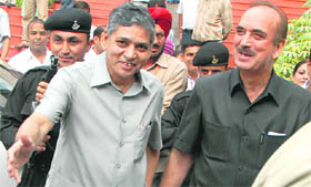 Union Health Minister Ghulam Nabi Azad with PGI Director KK Talwar during the formers visit to the PGI on Thursday.