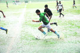 Players in action at the Rashtriya Indian Military College (RIMC) in Dehradun on Thursday. 