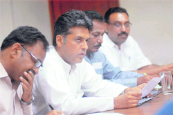 Ludhiana Member of Parliament Manish Tewari at a function organised at Media Centre in Ludhiana on Thursday. 
