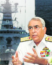 Navy Chief Admiral Sureesh Mehta addresses his last official press conference ahead of his retirement on August 31, in New Delhi on Thursday. Mehta will be succeeded by Vice Admiral Nirmal Kumar Verma, currently Flag Officer Commanding-in-Chief, Eastern Naval Command