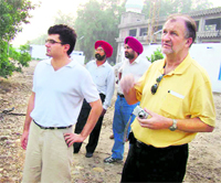 The two members of a team of the World Tourism Organisation inspect a site at Nangal on Thursday.