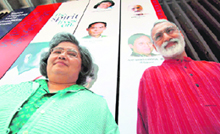 Thailands Krisana Kraisintu (left) and Indias Deep Joshi, two of the six 2009 Ramon Magsaysay awardees, Asias equivalent of the Nobel Prize, pose for the media in Manila on Thursday.