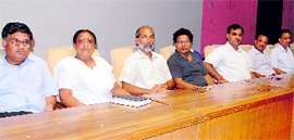 The elected team of the Panjab University Teachers Association at the Law Auditorium in Panjab University on Friday.