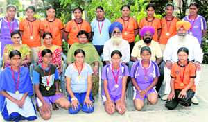 Kabaddi players with their medals at Shaheed Kartar Singh Dukki Govt Senior Secondary School at Latala village near Ahmedgarh. 