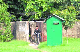 A man gets entry into the campus from Mori Gate in the absence of any security guard at Panjab University on Saturday.