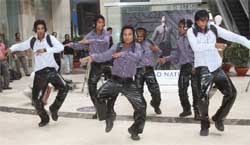 Indigo Nation, a troupe of dancers, pays tribute to Michael Jackson at the Ambiance Mall in Gurgaon 