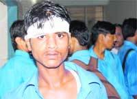 One of the injured students at a private hospital in Panipat