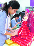 A student during a talent hunt contest in Ludhiana on Saturday. 