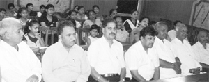 Members attend a seminar on swine flu prevention at MGMN Senior Secondary School. 