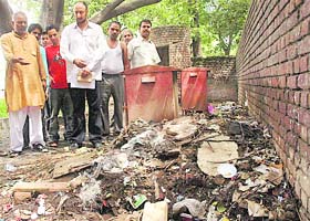 An open area adjoining the public toilet in Janata Rehri Market, Sector 8-B, Chandigarh, that is being used by people as “open urinal”