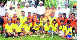 The under-19 team of Guru Har Gobind Khalsa School, Bahadurgarh, which emerged victorious in the District Ludhiana School Hockey Tournament in Ludhiana.