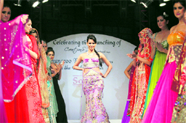 Actor Sonal Chauhan walks the ramp during a fashion show in Ludhiana.