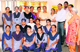 The girls who were given financial aid by the Bharat Vikas Parishad Shivaji Shakha in Ludhiana.
