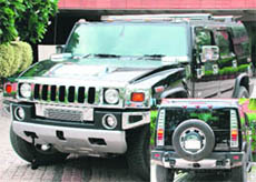The Hummer of Harbhajan Singh without any registration number in Chandigarh on Monday. 