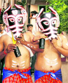 A mask dance being performed on the occasion of HillJatra in Pitthoragarh.