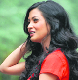 Bollywood actress Riya Sen for a shoot of her next film at Shimla on Tuesday.