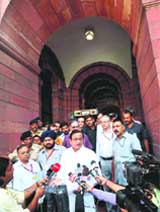 Union Home Minister P Chidambaram addresses the media at the inauguration of the Biometric Attendance Control System, installed at the Ministry of Home Affairs, in New Delhi