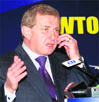 Australian Trade Minister Simon Crean speaks at a meeting organised by CII in New Delhi on Wednesday.