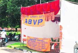 A deserted tent narrates the tale of election fever this year at PU. 