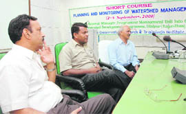 Scientists of the Central Soil and Water Conservation Organisation, Dehradun, giving training on watershed management to 14 NGOs from Rajasthan. 