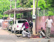 Roads encroached for the parking of government vehicles in the Civil Lines.