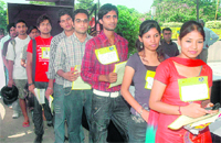 Participants lined at the audition venue.